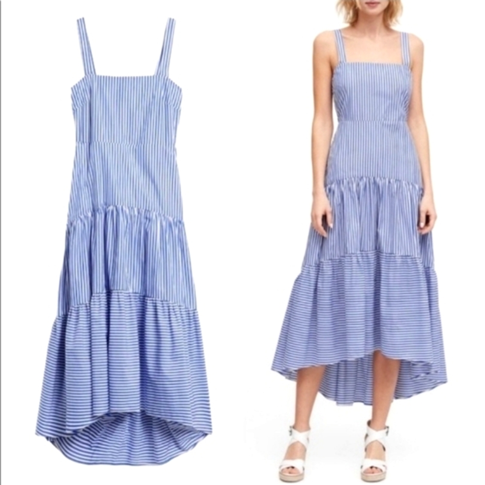 NWT Banana Republic Blue & White Striped Tiered Maxi Dress Size 4